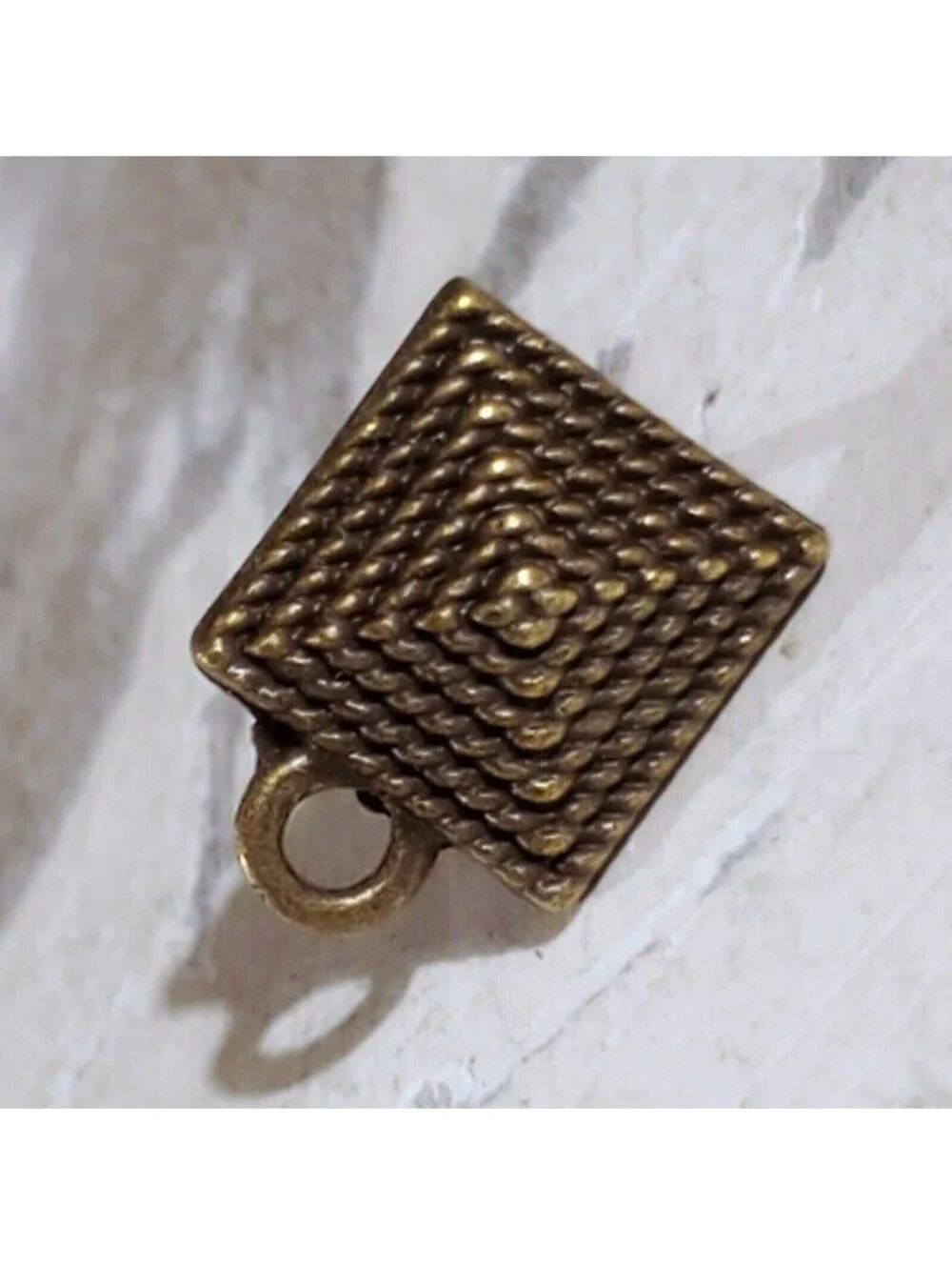Avant Garde Antique Bronze Egyptian Pyramid Dotted Earring Post Findings 2 pcs